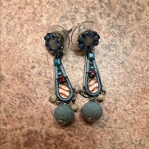 Elegant Blue and Red Dangle Earrings